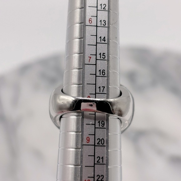 Chunky Black Enamel & Silver Tone Crystal Ring with Design - Picture 12 of 12